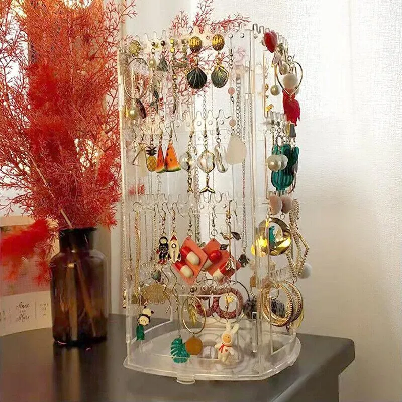 360-Degree Rotating Earring Holder Jewellery Rack Display Stand Organizer