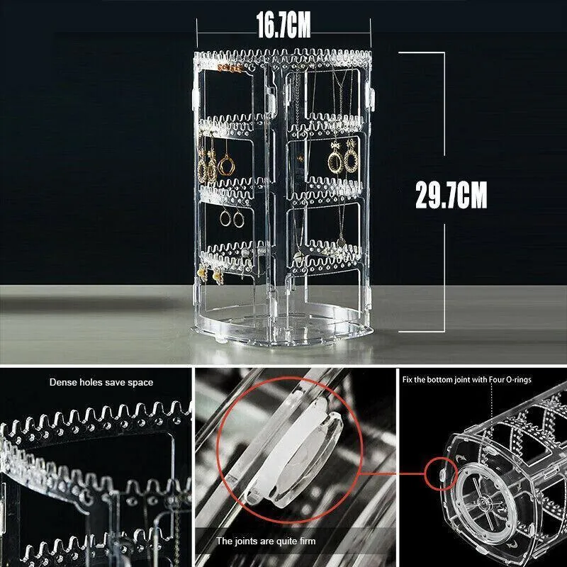 360-Degree Rotating Earring Holder Jewellery Rack Display Stand Organizer