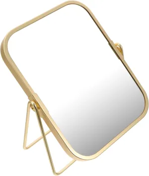 360degree Double-Sided Vanity Makeup Mirror with Swivel Elegant Metal Stand for Desktop for Travel and Business Trips Provides View for Makeup and Grooming