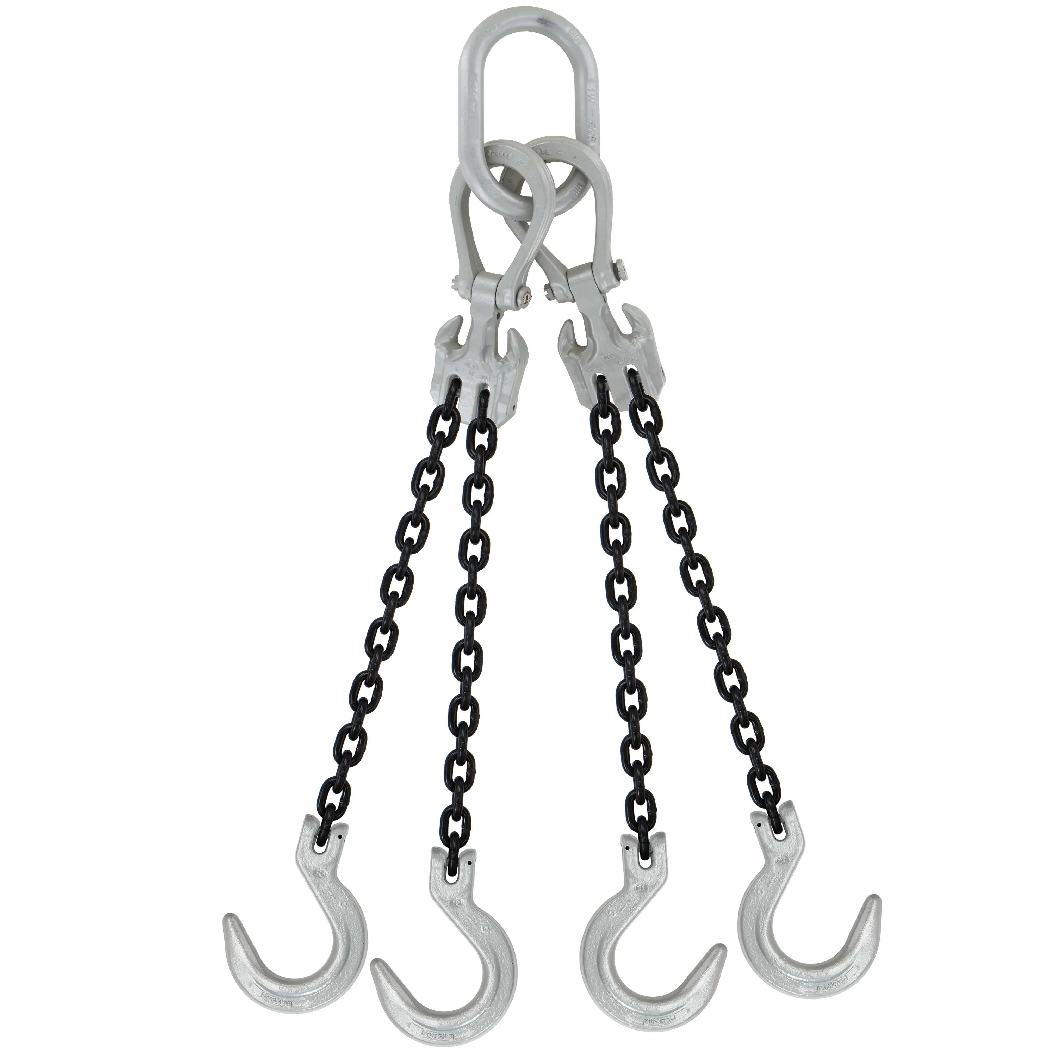 3/8" x 5' - Domestic Adjustable 4 Leg Chain Sling with Crosby Foundry Hooks - Grade 100
