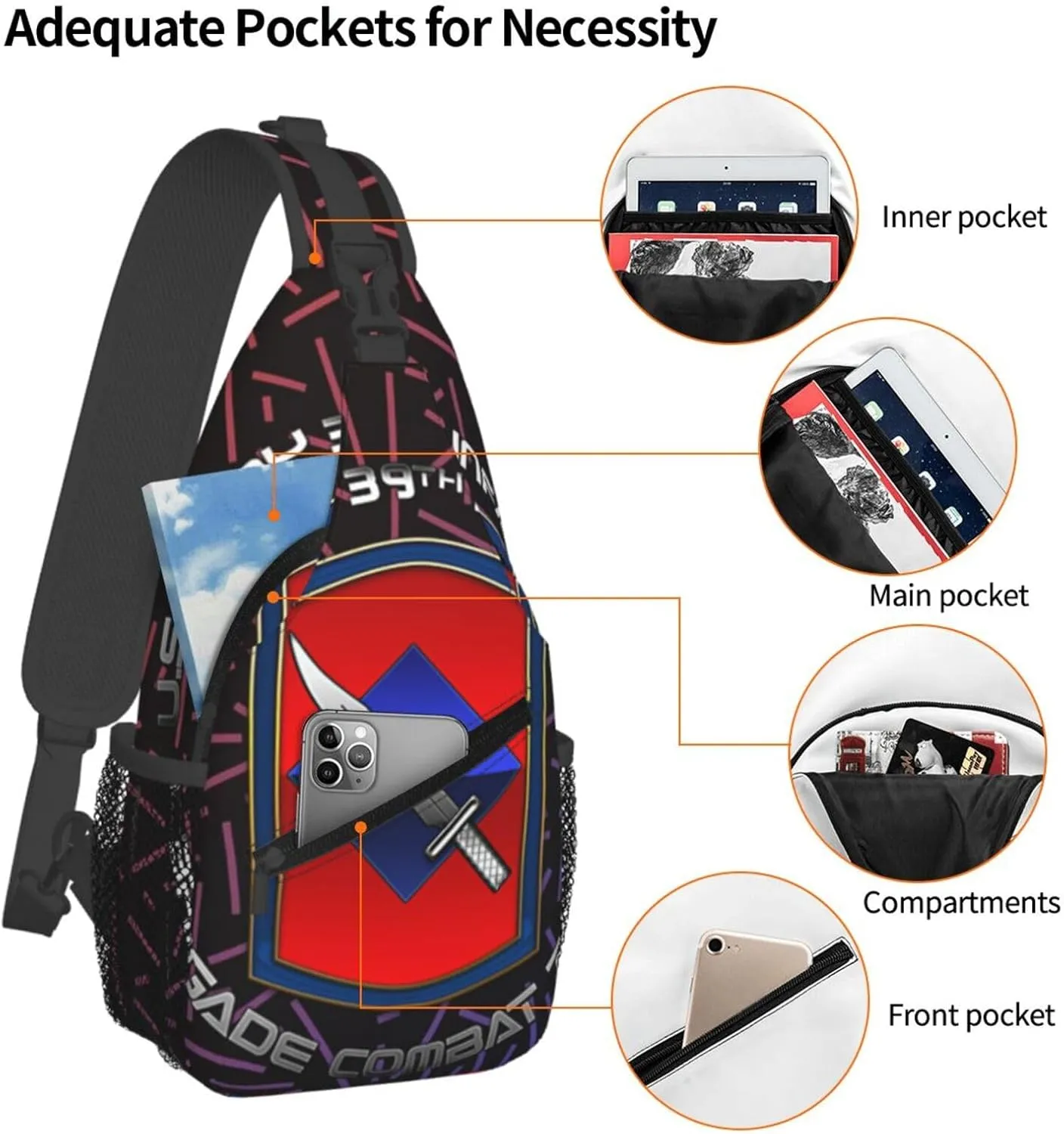 39th Infantry Brigade Ssi Small Crossbody Backpack Sling Bag For Men Women Mini One Shoulder Chest Bags Gym Sport Travel Hiking Daypack