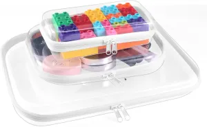3Pcs Clear Zipper Pouch, PVC Plastic Cosmetic Travel Bag, Portable Travel Organizer Bins, Durable Makeup Bags for Toy Storage, Pencil Case, Men and Women Carry-on Travel(White-13.8 9.9 7.5inch)