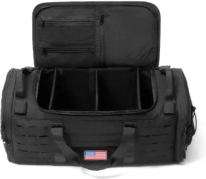 48L Military Duffle Bag with Separate Shoe Compartment,Tactical Gear Backpack Molle System,Black