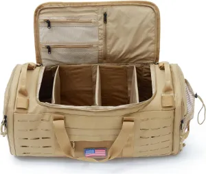 48L Military Duffle Bag with Separate Shoe Compartment,Tactical Gear Backpack Molle System,Khaki