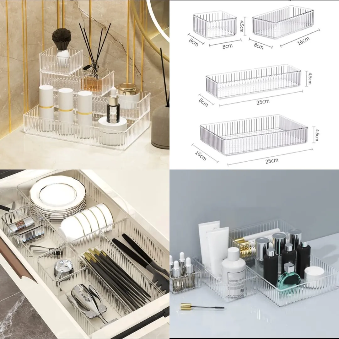 4pcs Acrylic Desk Drawer Organizers Set