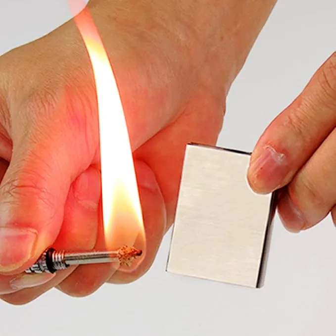 5 Pieces of Emergency Survival Camping Fire Starter Set, Forever Lighter, Flint Metal Match, Waterproof Keychain Permanent Match, Unlimited Waterproof Stick