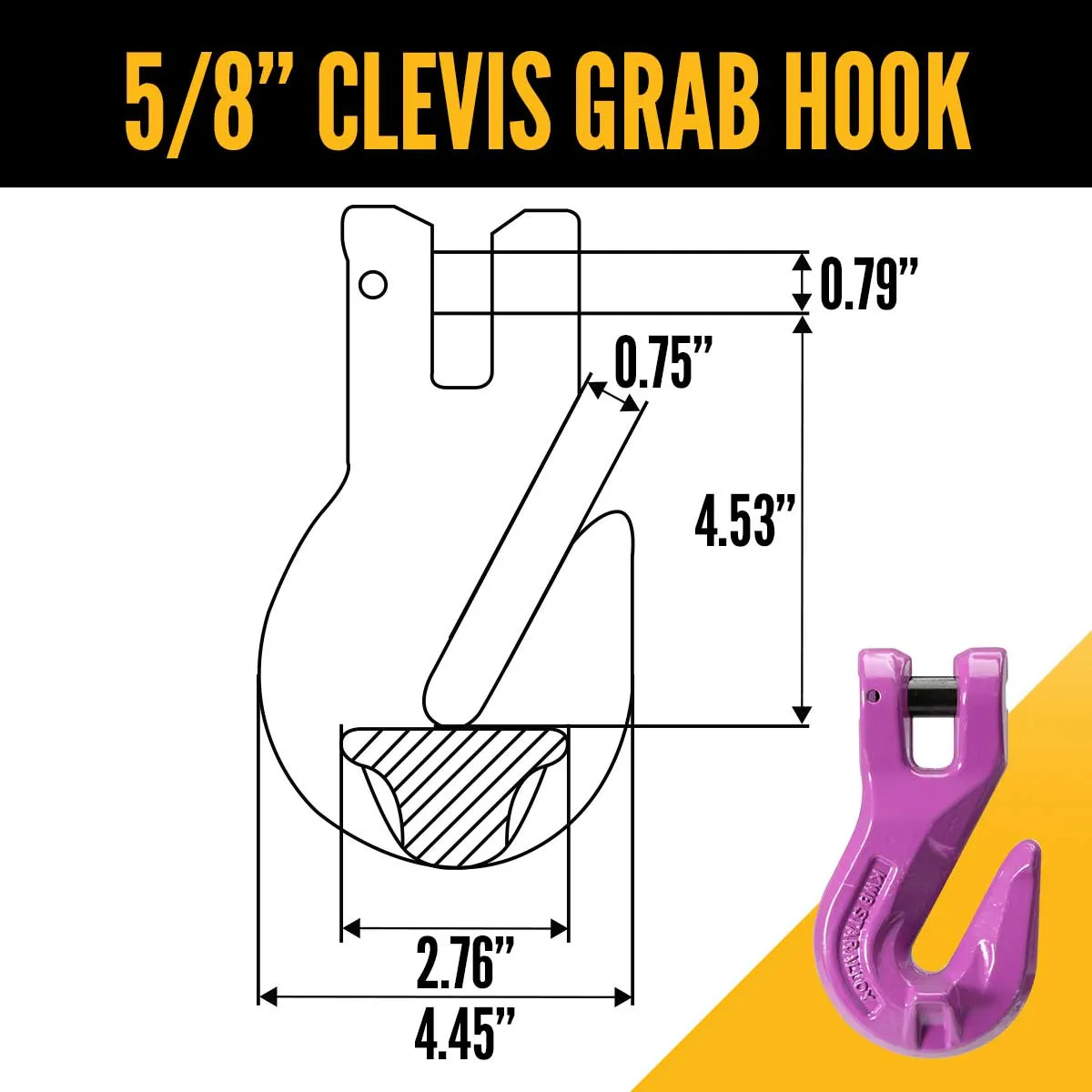 5/8" x 5' - Adjustable Single Leg Chain Sling w/ Grab Hook - Grade 100