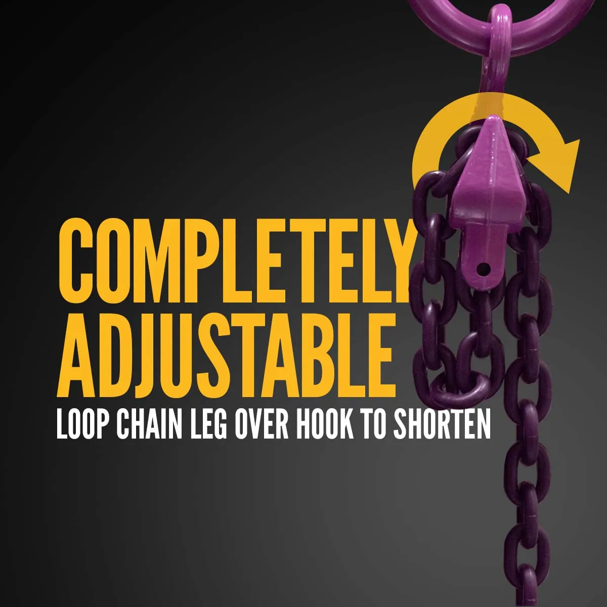5/8" x 5' - Adjustable Single Leg Chain Sling w/ Grab Hook - Grade 100