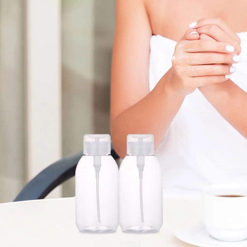 6pcs Cosmetic Water Bottle Pump Dispenser Bottle Facial Makeup Remover Dispenser Clear Plastic Containers Clear Container Empty Press Bottle Dispenser Manicure Travel Body Wash Pet