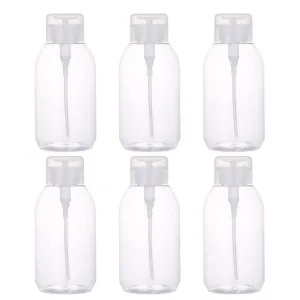 6pcs Cosmetic Water Bottle Pump Dispenser Bottle Facial Makeup Remover Dispenser Clear Plastic Containers Clear Container Empty Press Bottle Dispenser Manicure Travel Body Wash Pet