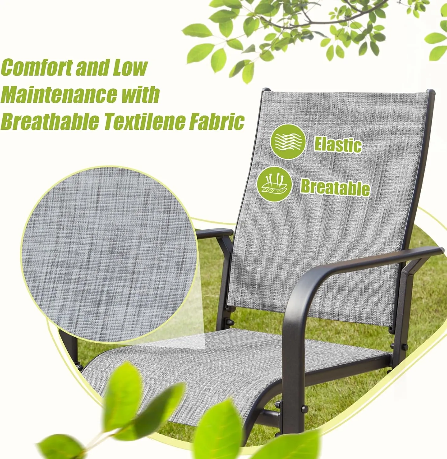 7-Piece Outdoor Patio Dining Set - 6 Stackable Texlin Sling Chairs & 63" Table, Weatherproof Low-Maintenance Furniture for Yard/Porch/Poolside/Garden, Includes Umbrella Hole