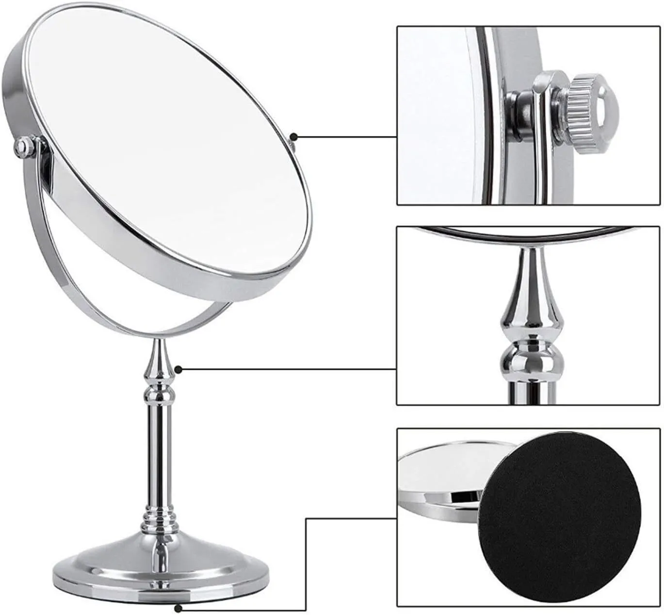 8 Inch Countertop Makeup Mirrors, Double Sided Standing Vanity Mirror with Magnification, 360° Swivel Tabletop Cosmetic Shaving Mirrors