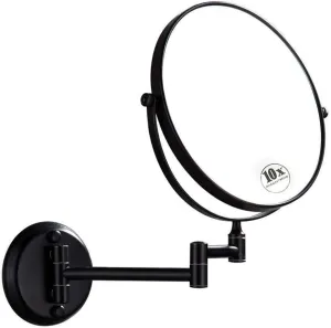 8 Inch Wall Mounted Makeup Mirror with 1X/10X Magnification - Double Sided 360 Swivel Extendable Cosmetic Mirror for Bathroom and Hotel Use - Black Finish Cosmetic Mirror