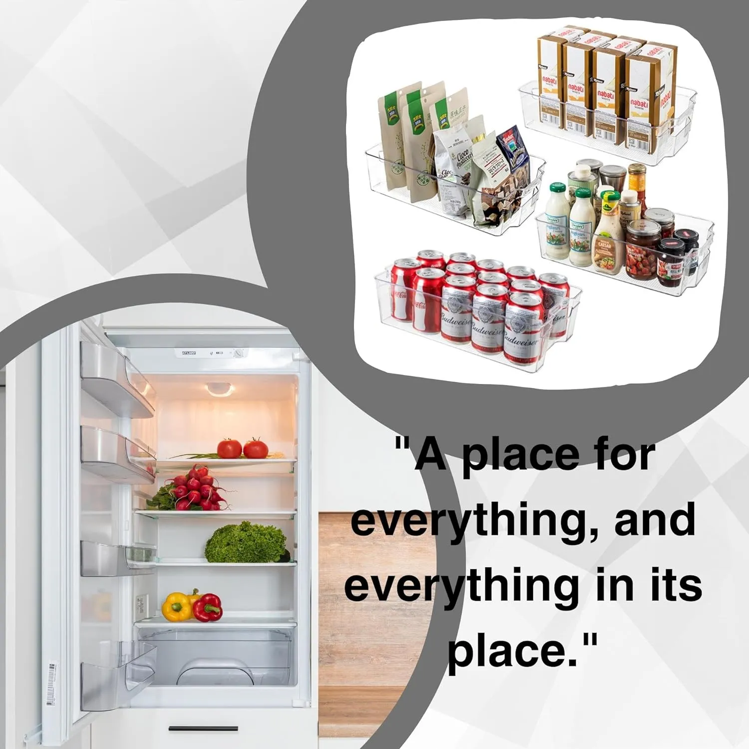8 Pack Fridge Organizer Bins, Clear Refrigerator Pantry Organizer , BPA-Free Food Storage Containers