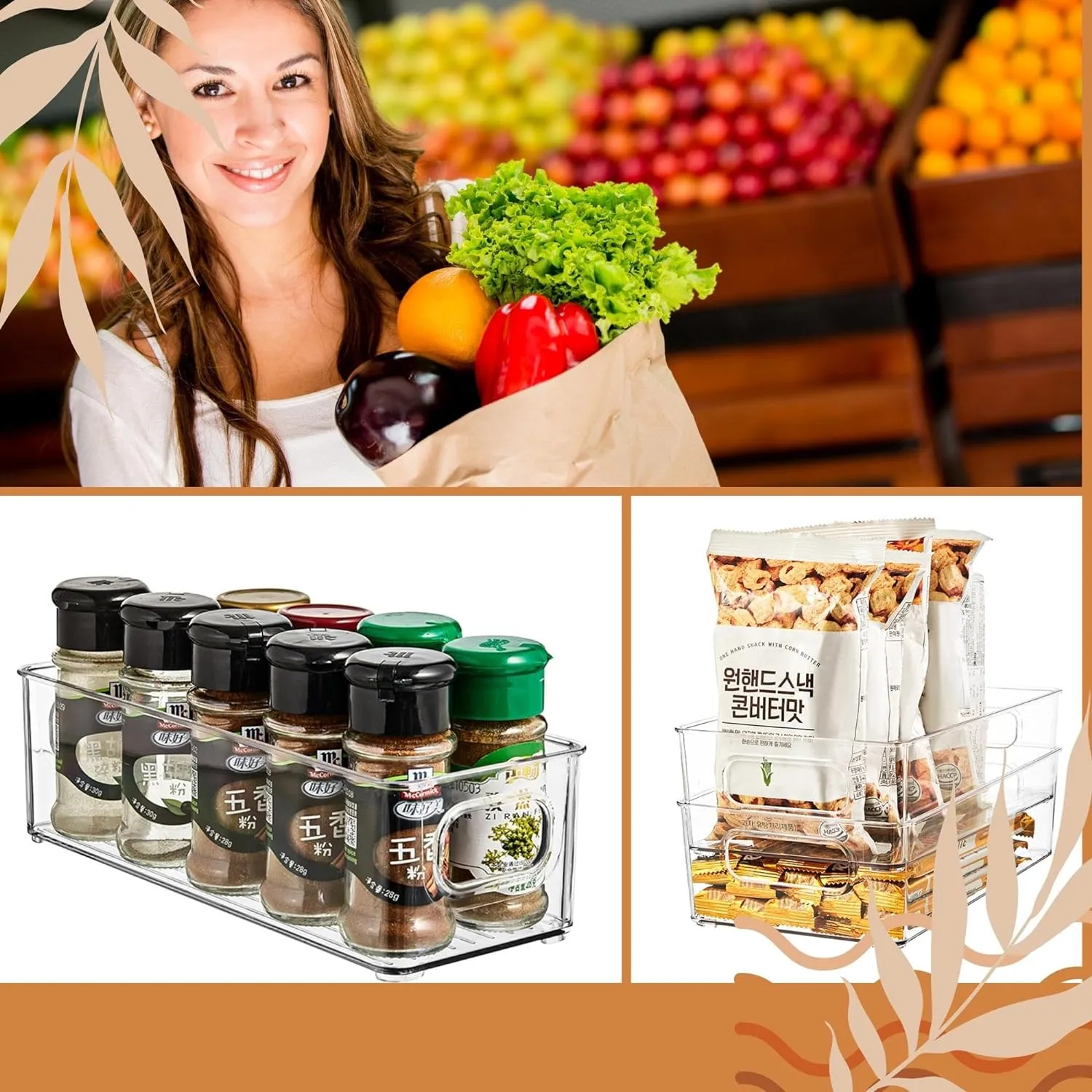 8 Pack Fridge Organizer Bins, Clear Refrigerator Pantry Organizer , BPA-Free Food Storage Containers