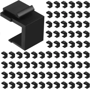 80 Pieces Blank Keystone Jack Inserts for Keystone Wallplate Blank Insert for Wall Plate (Black)