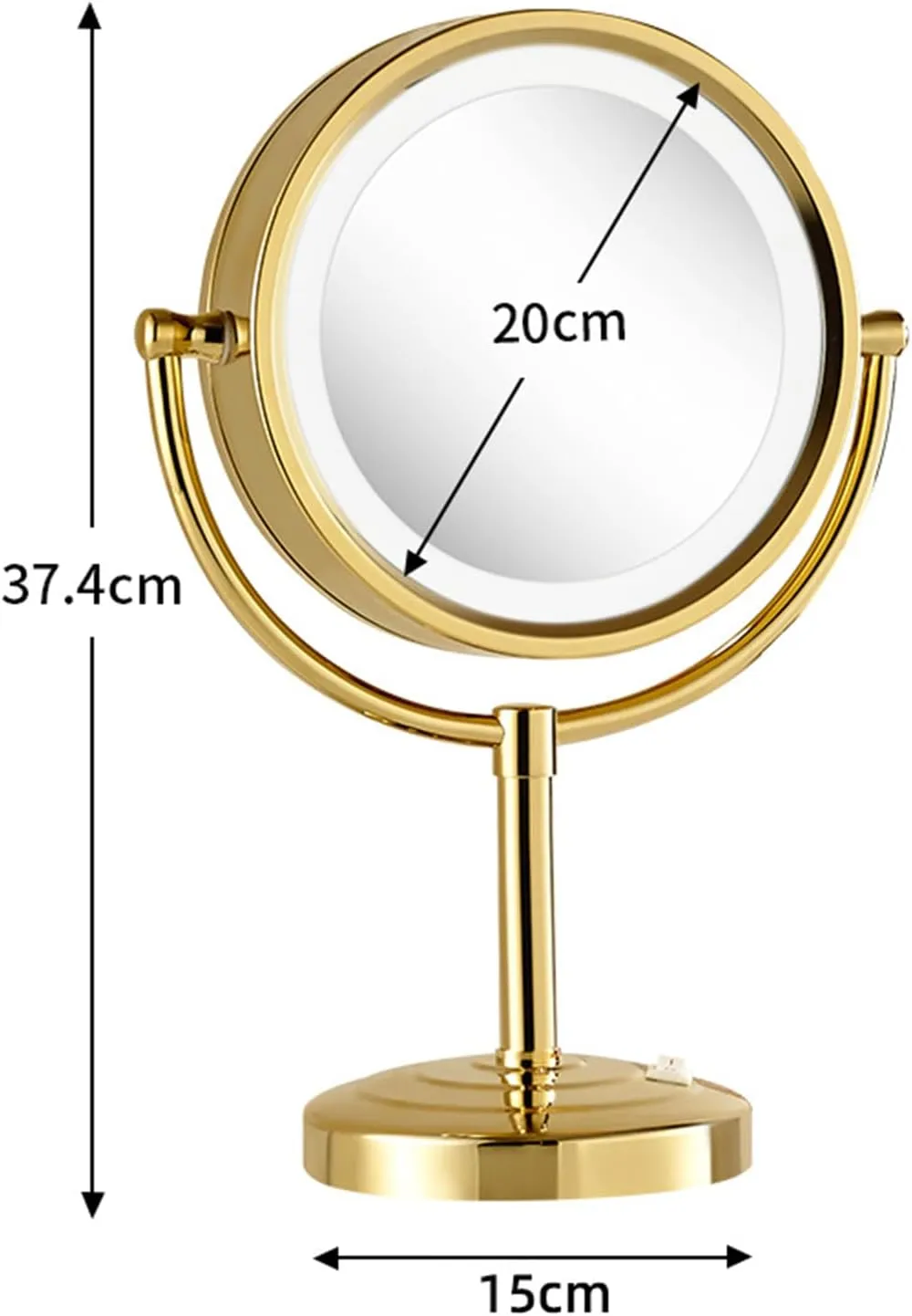 8.5 Inch Gold Tabletop LED Lighted Makeup Mirror, Double Side Rotation Beauty Cosmetic Mirror, Magnification HD Shaving Mirror, Countertop Standing Vanity Mirror for Hotel,Plug in,7X