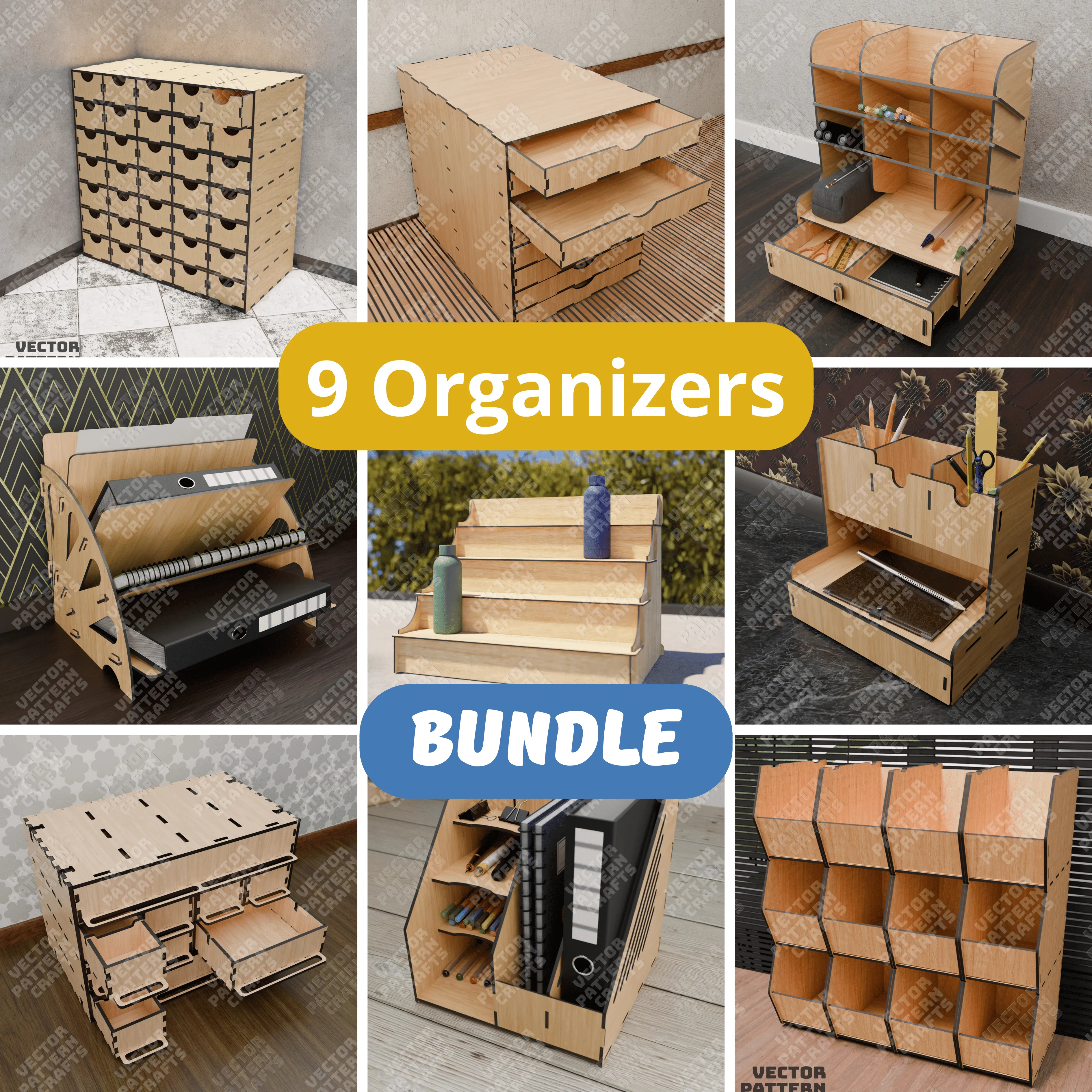 9 Organizers Bundle laser cut svg file