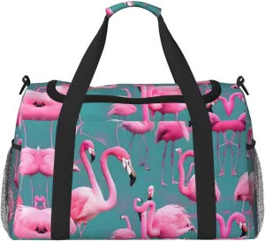 A flock of flamingos Travel Tote Bag with Adjustable Shoulder Strap and Large Capacity