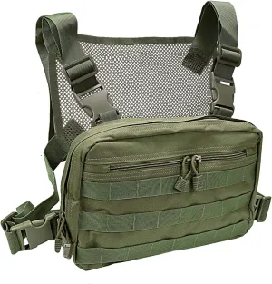 abcGoodefg Tactical Chest Rig Molle Radio Chest Harness Holder Holster Vest Front Chest Pouch Outdoor Chest Bag Chest Pack (ARMY GREEN)