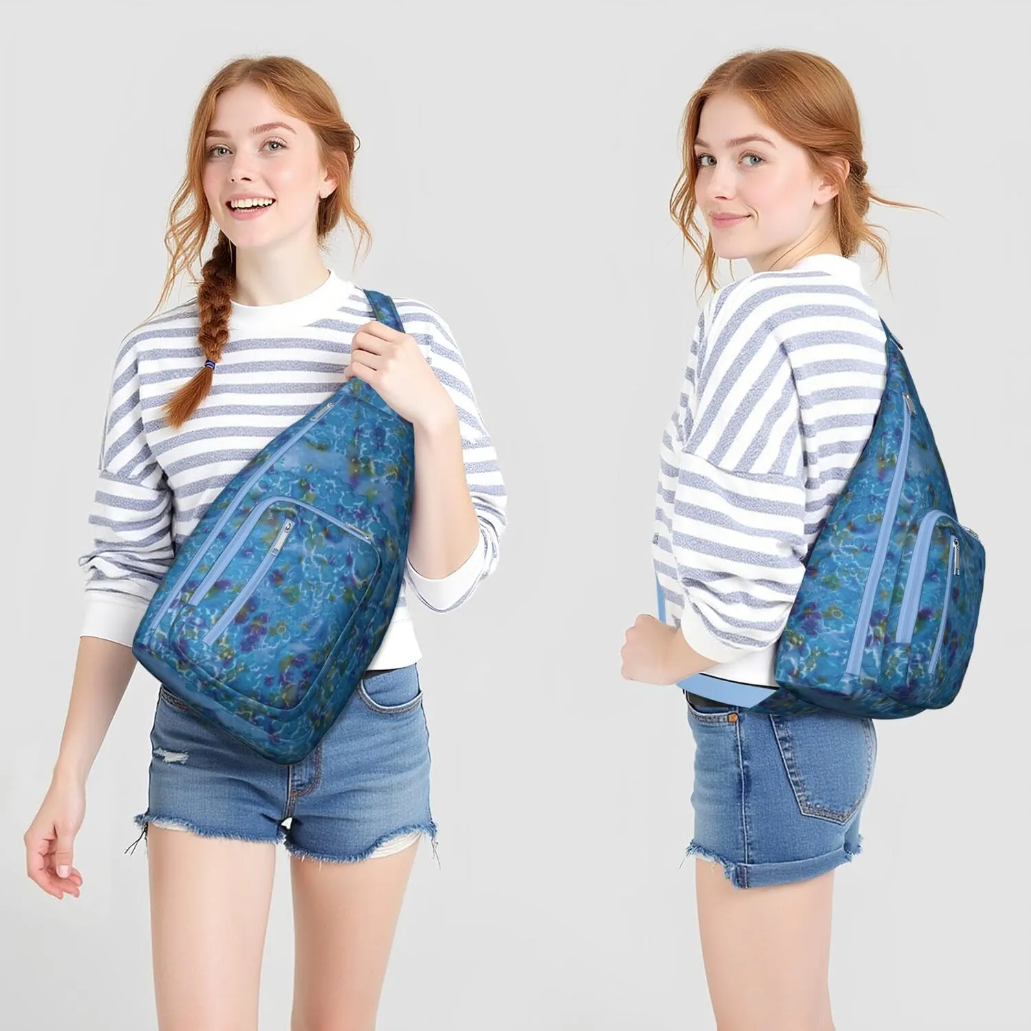 Abstract Blue Lava Crossbody Bag Daypack for Women Men Lightweight Waterproof Sling Bag Backpack Hiking Cycling