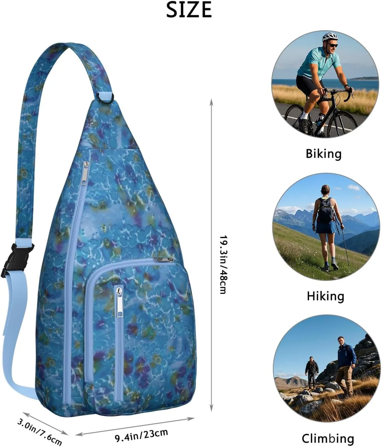 Abstract Blue Lava Crossbody Bag Daypack for Women Men Lightweight Waterproof Sling Bag Backpack Hiking Cycling