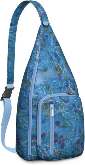 Abstract Blue Lava Crossbody Bag Daypack for Women Men Lightweight Waterproof Sling Bag Backpack Hiking Cycling