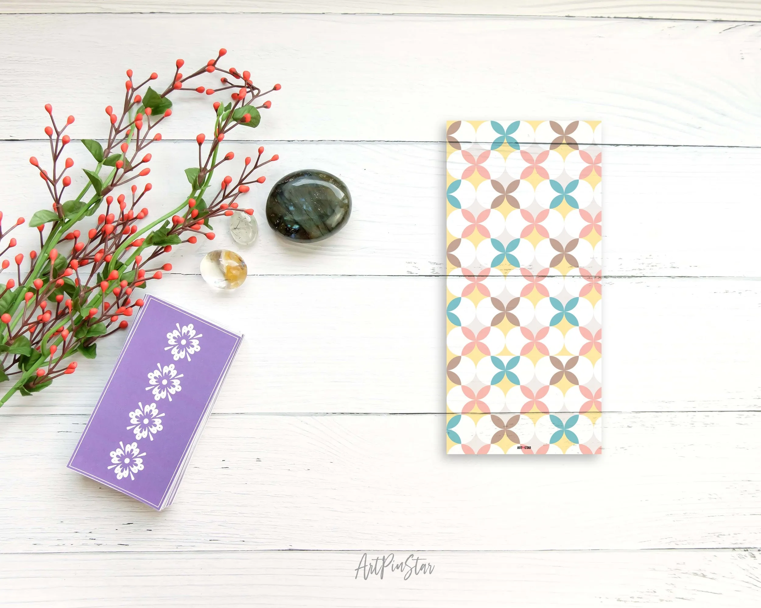 Abstract Retro Geometric Flower Personalized Vellum Dashboard, Pocket, 3.19" x 4.72"