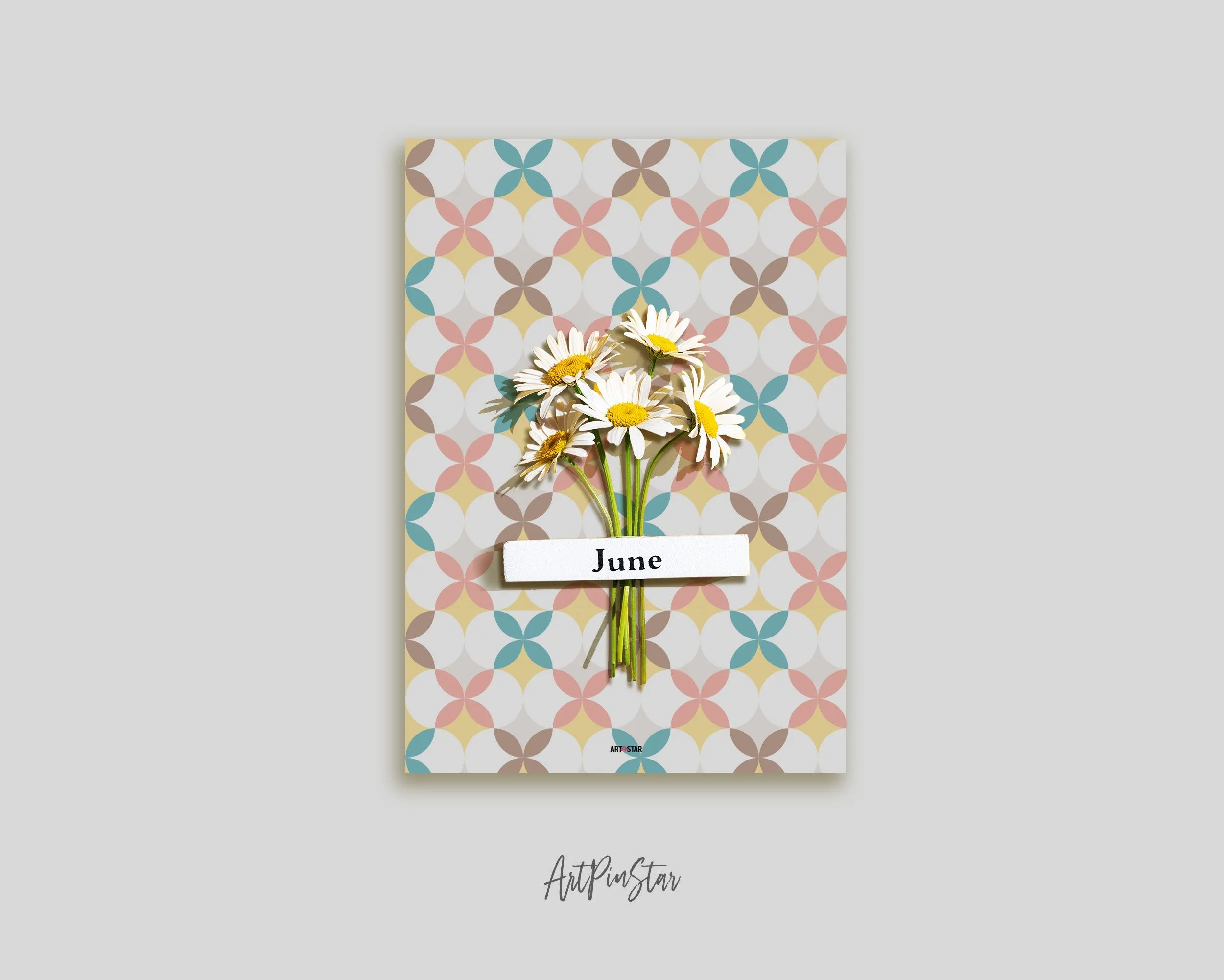 Abstract Retro Geometric Flower Personalized Vellum Dashboard, Pocket, 3.19" x 4.72"