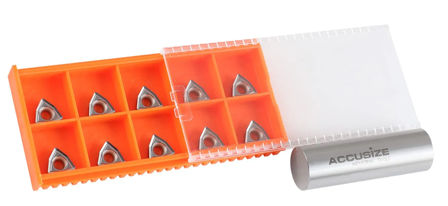 Accusize Industrial Tools WCGT2.522 Inserts, Unoated, Carbide, Cutting Aluminum, 10 Pc Set, 2039-1020x10