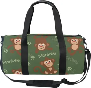 Acpiggto Gym Bag Sports Duffel Bag Green Monkey Letter Footprints Paw Cute for Women Men Boys Girls Travel Luggage Bag Weekender Tote Sling Shoulder Backpack
