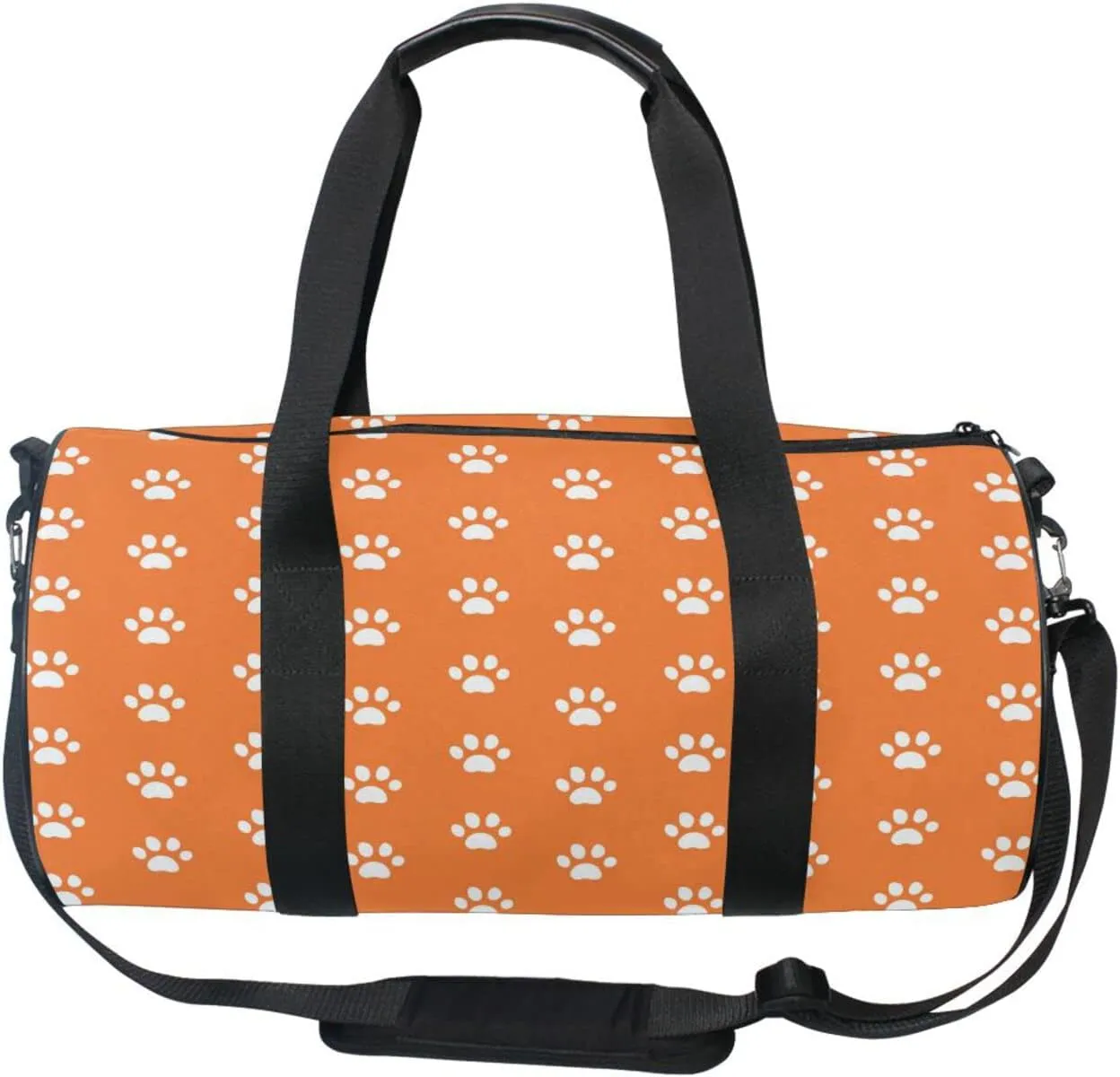 Acpiggto Gym Bag Sports Duffel Bag Orange Autumn Footprints Dog Cat Dots Cartoon Thanksgiving Day for Women Men Boys Girls Travel Luggage Bag Weekender Tote Sling Shoulder Backpack