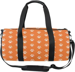 Acpiggto Gym Bag Sports Duffel Bag Orange Autumn Footprints Dog Cat Dots Cartoon Thanksgiving Day for Women Men Boys Girls Travel Luggage Bag Weekender Tote Sling Shoulder Backpack