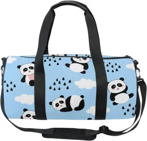 Acpiggto Gym Bag Sports Duffel Bag Panda Blue Cloud Sky Rain Drops Cute Animal for Women Men Boys Girls Travel Luggage Bag Weekender Tote Sling Shoulder Backpack