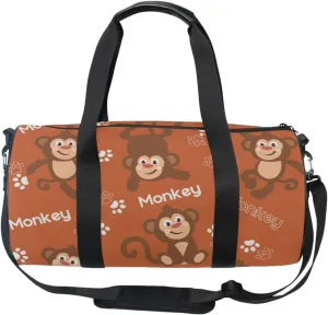 Acpiggto Gym Bag Sports Duffel Bag Red Monkey Letter Footprints Paw Cute Christmas New Year for Women Men Boys Girls Travel Luggage Bag Weekender Tote Sling Shoulder Backpack