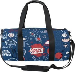 Acpiggto Gym Bag Sports Duffel Bag Space Science Universe Rocket Planet Red Navy Christmas New Year for Women Men Boys Girls Travel Luggage Bag Weekender Tote Sling Shoulder Backpack