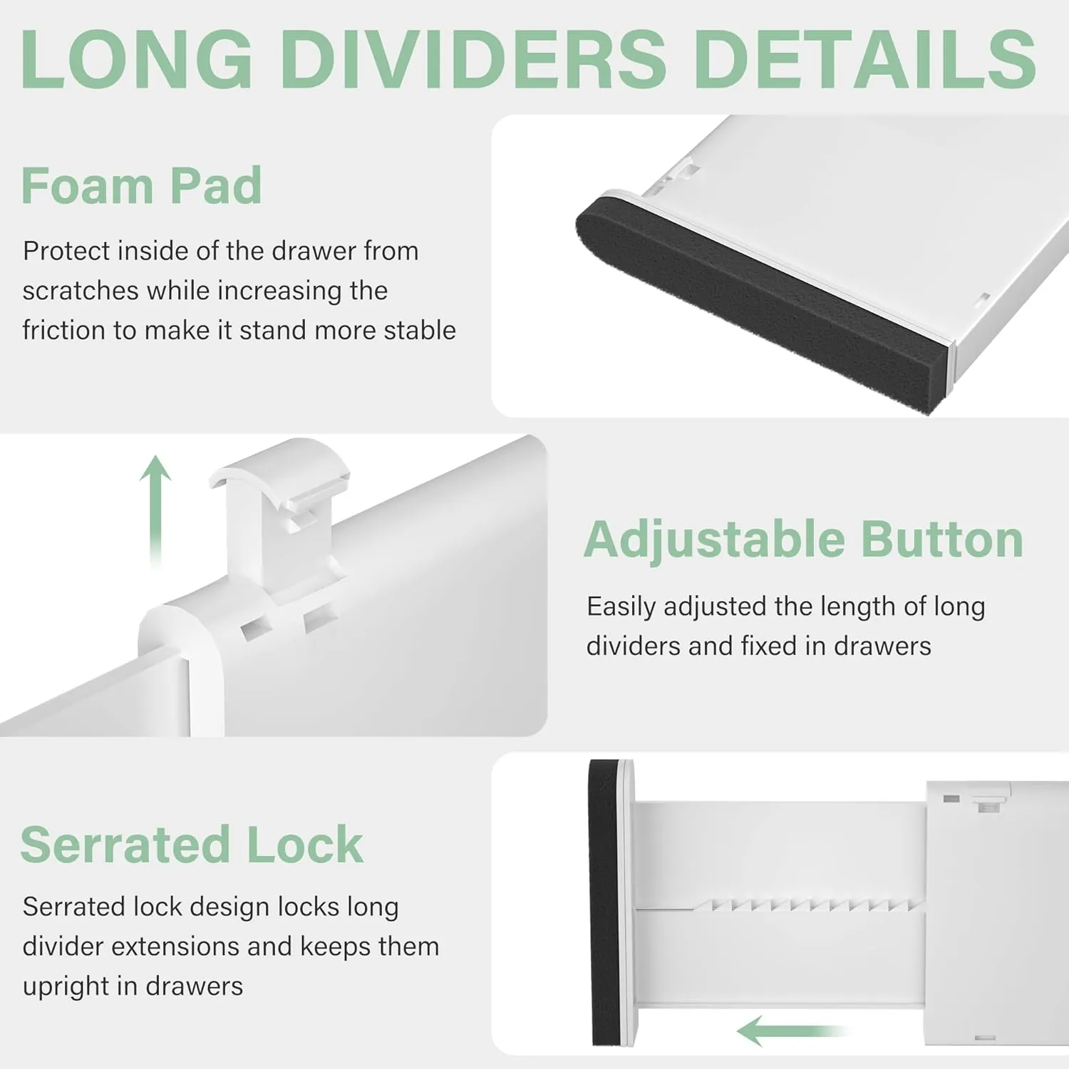 Adjustable Drawer Dividers, 4'' High Expandable Drawer Organizers for Clothes, 12 Pack 12.6-22.8'' Drawer Separators for Kitchen/Bedroom/Office/Bathroom Organization and Storage
