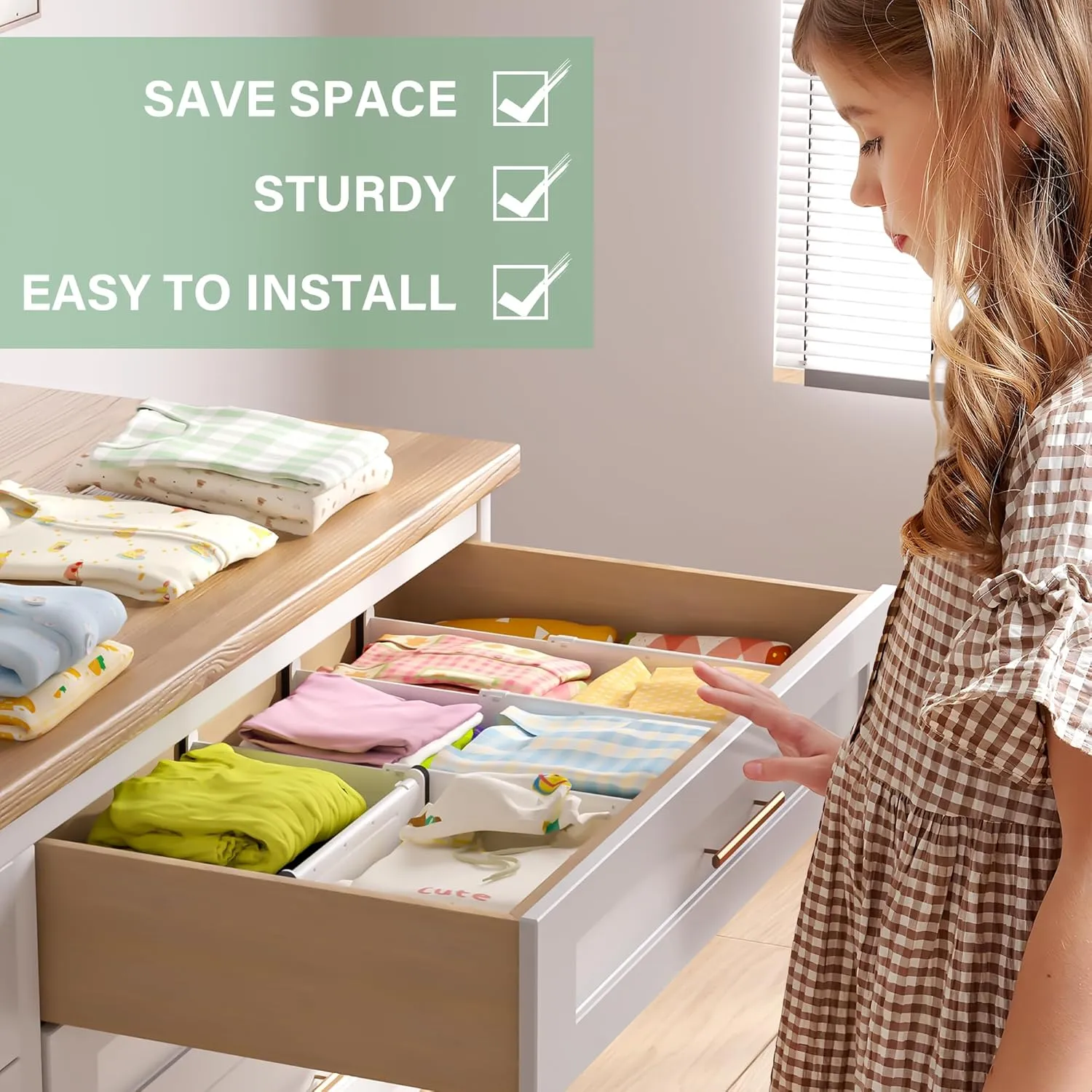 Adjustable Drawer Dividers, 4'' High Expandable Drawer Organizers for Clothes, 12 Pack 12.6-22.8'' Drawer Separators for Kitchen/Bedroom/Office/Bathroom Organization and Storage