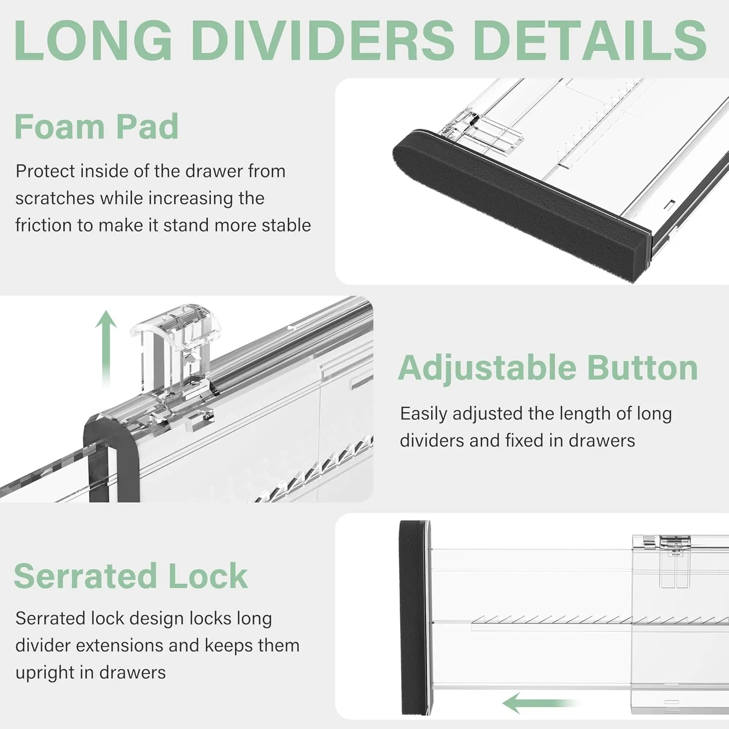 Adjustable Drawer Dividers, 4'' High Expandable Drawer Organizers for Clothes, 12 Pack 12.6-22.8'' Drawer Separators for Kitchen/Bedroom/Office/Bathroom Organization and Storage
