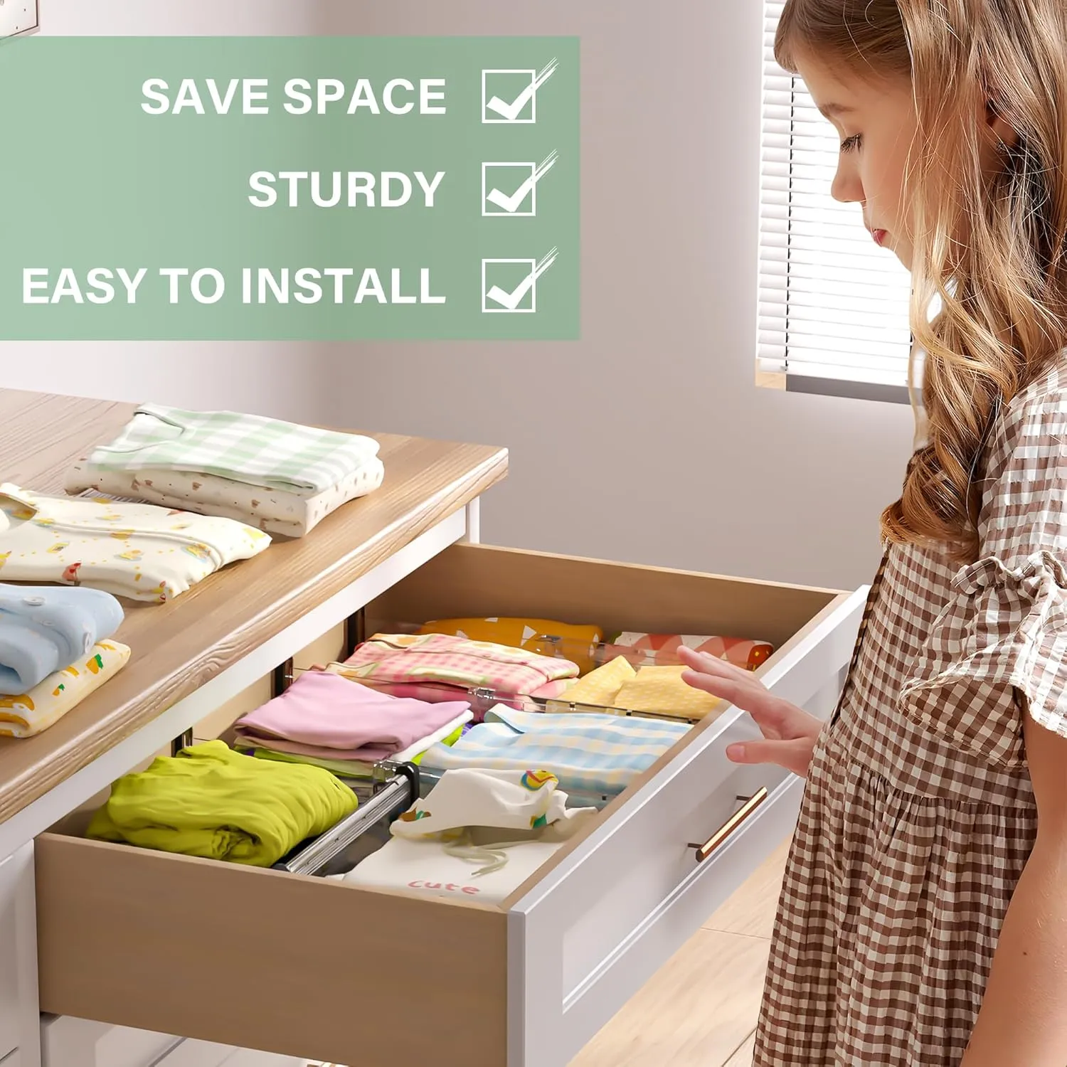 Adjustable Drawer Dividers, 4'' High Expandable Drawer Organizers for Clothes, 12 Pack 12.6-22.8'' Drawer Separators for Kitchen/Bedroom/Office/Bathroom Organization and Storage