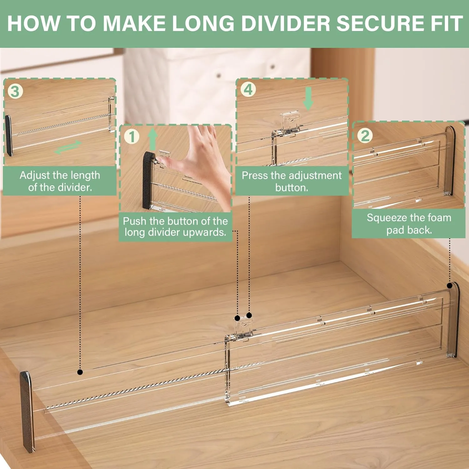 Adjustable Drawer Dividers, 4'' High Expandable Drawer Organizers for Clothes, 12 Pack 12.6-22.8'' Drawer Separators for Kitchen/Bedroom/Office/Bathroom Organization and Storage