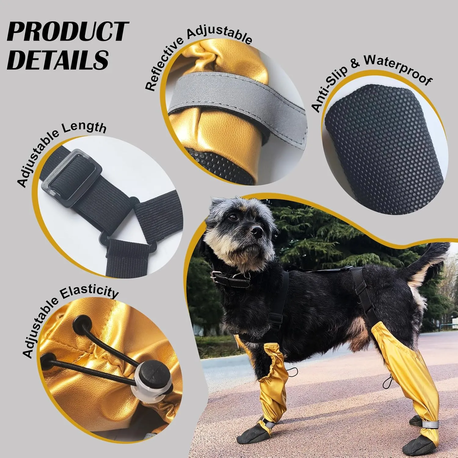 Adjustable Harness - Style Dog Shoes with Reflective Strips, Anti - Slip & Waterproof Paw Protection for All Seasons (M)