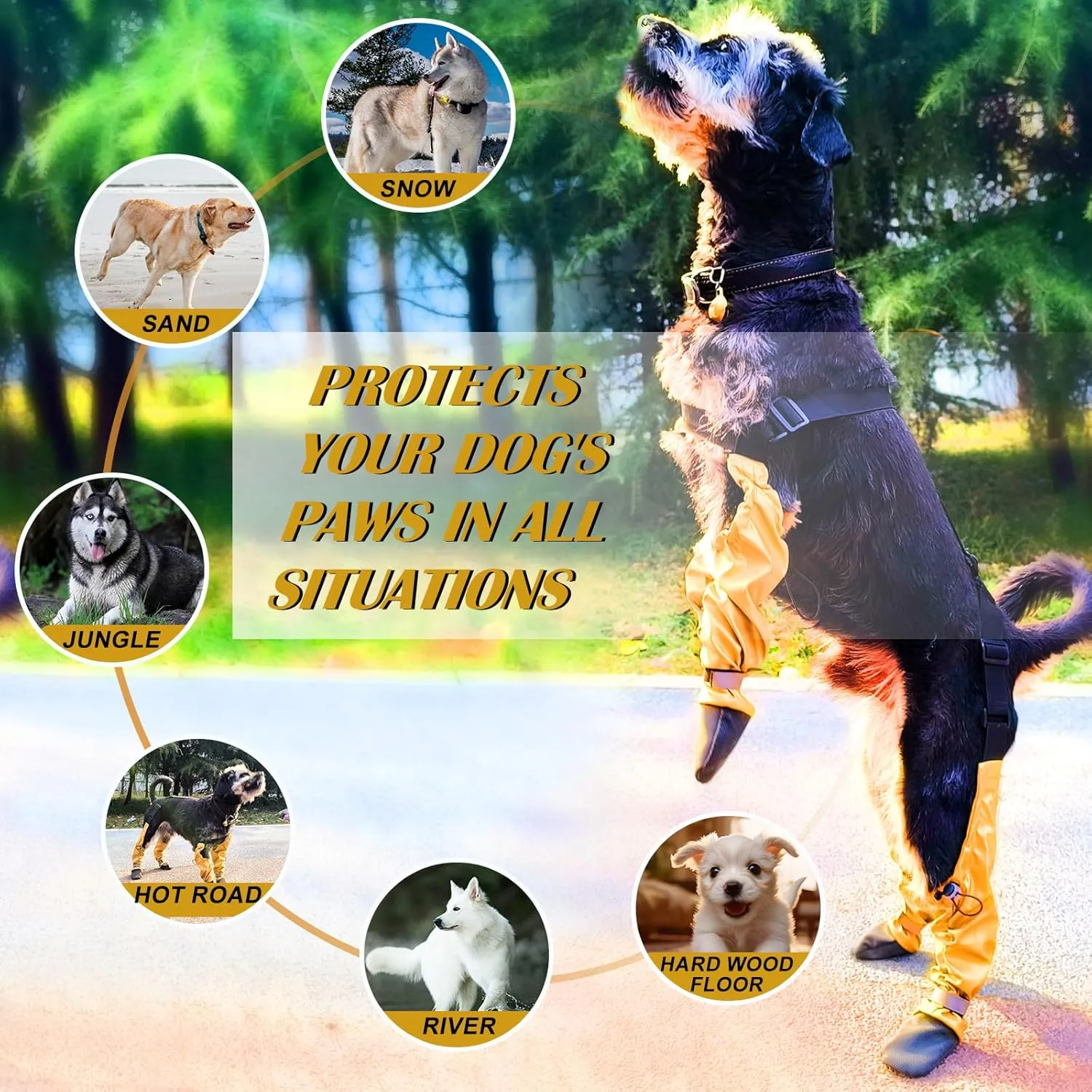 Adjustable Harness - Style Dog Shoes with Reflective Strips, Anti - Slip & Waterproof Paw Protection for All Seasons (M)