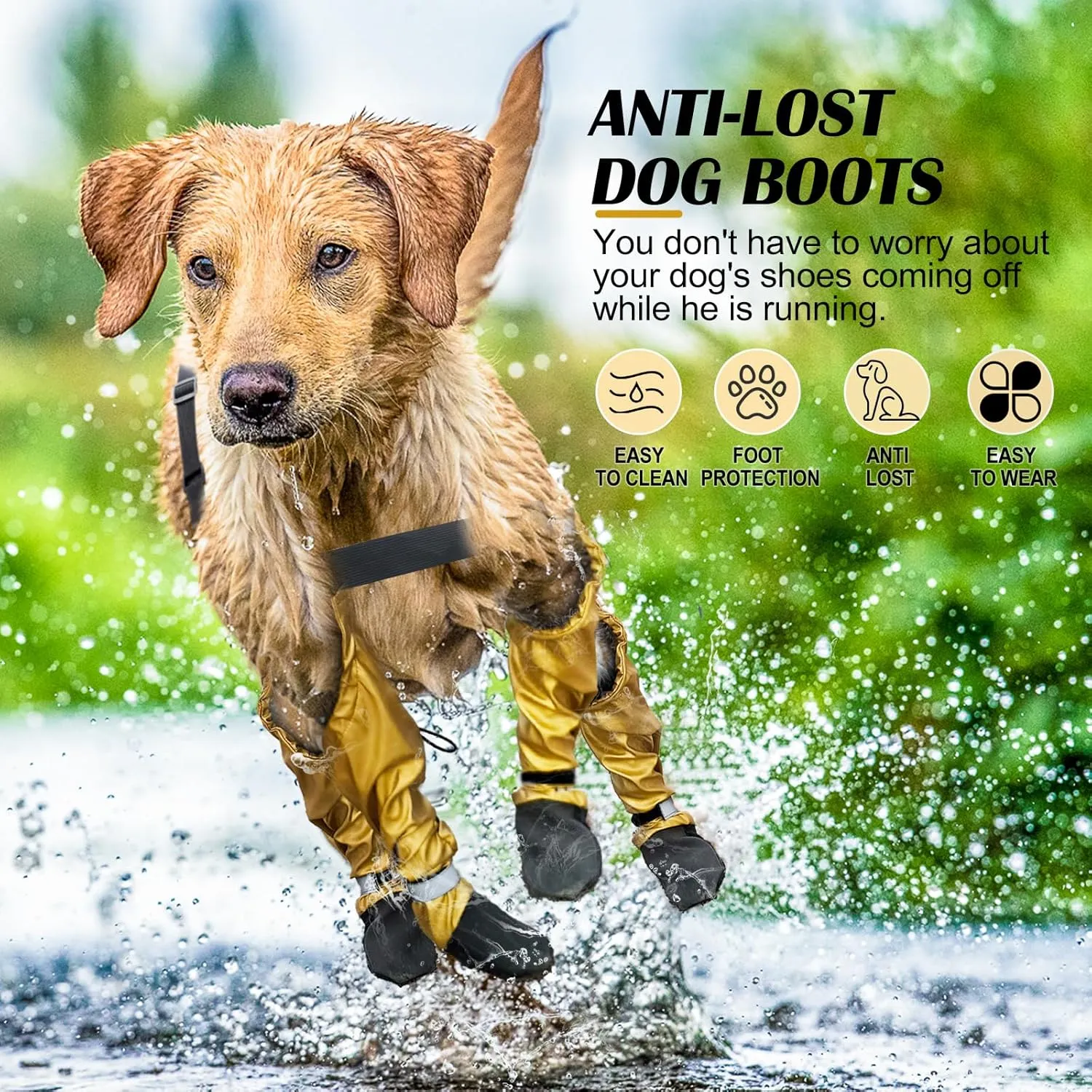 Adjustable Harness - Style Dog Shoes with Reflective Strips, Anti - Slip & Waterproof Paw Protection for All Seasons (M)