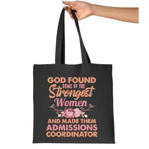 Admissions Coordinator Gifts for Strong Women God Found and Blessed Them Navy Black Multicolor Canvas Tote Bag