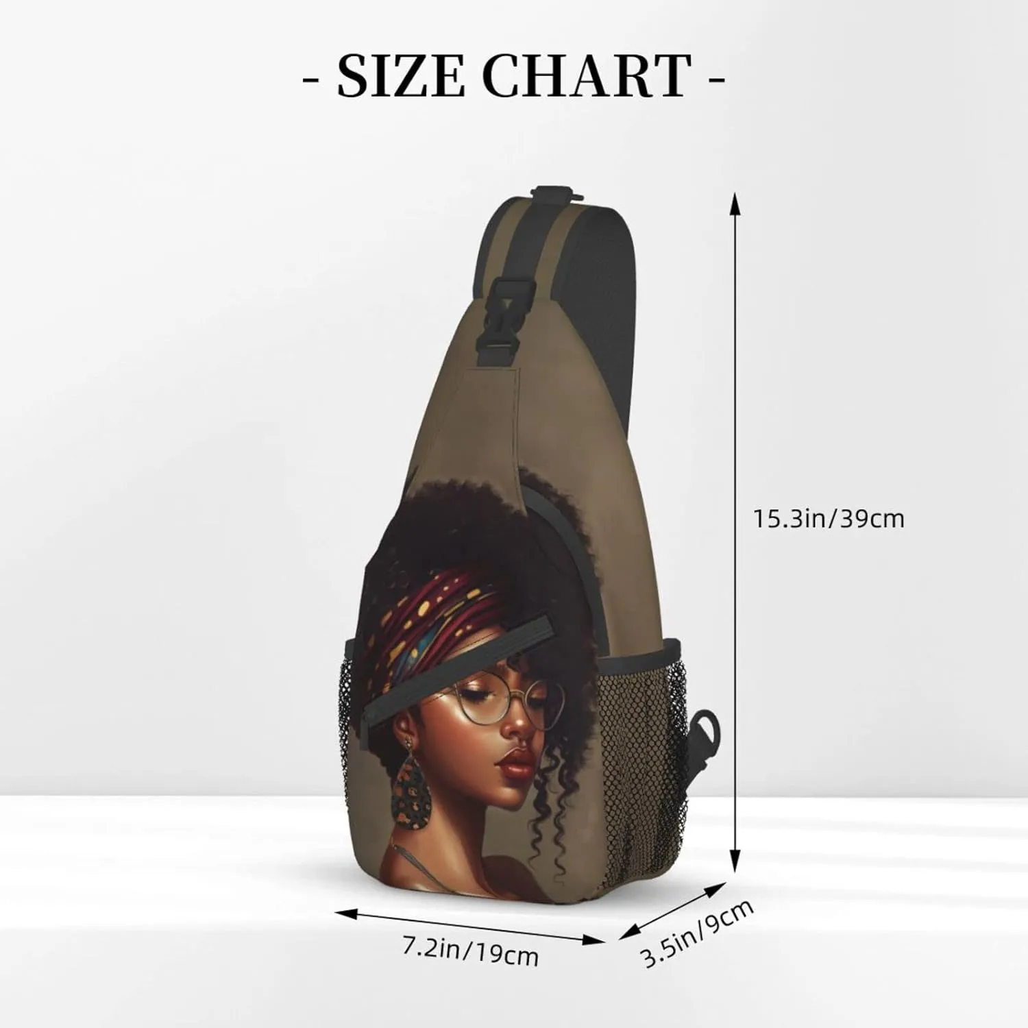 African American women Sling Bag Crossbody Women Men Travel Chest Backpack Leisure Sports Outdoor Running Hiking One Size