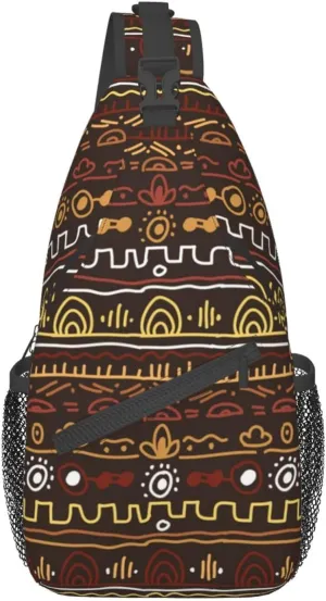African Crossbody Bag African Art Shoulder Bag Backpack Africa Sling Bag Chest Casual Daypack for Outdoor