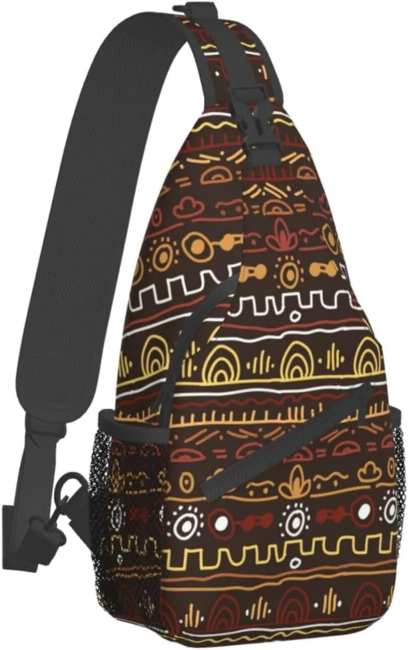 African Crossbody Bag African Art Shoulder Bag Backpack Africa Sling Bag Chest Casual Daypack for Outdoor