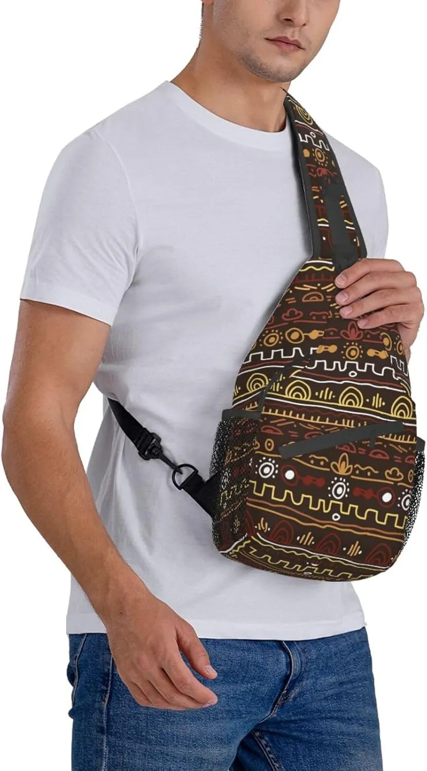 African Crossbody Bag African Art Shoulder Bag Backpack Africa Sling Bag Chest Casual Daypack for Outdoor