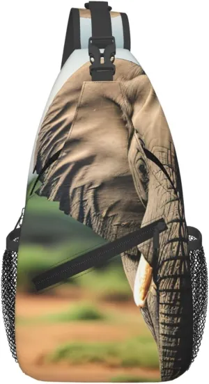 African Elephant Men'S Casual Chest Crossbody Bag, Lightweight Durable Shoulder Sling Pack For Daily Use, Travel, And Outdoor.